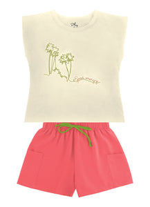 Conjunto: blusa en tejido de punto y shorts en tejido base cey